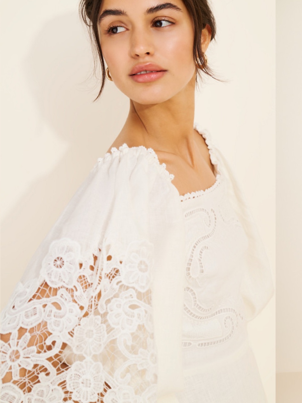 FARM Rio White Eyelet Lace Mini Dress